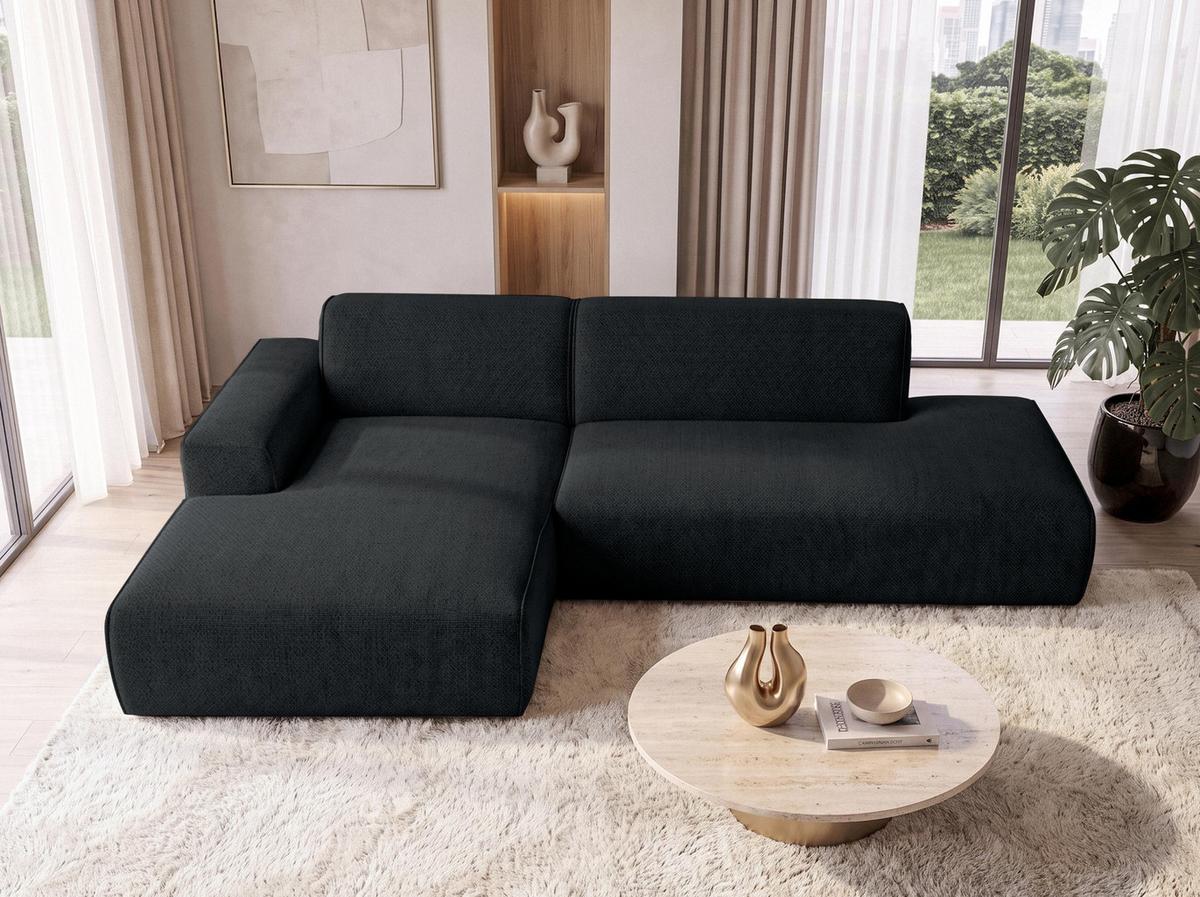 ECKSOFA L Form Didim Duo Dunkelgrau 288/162/80 cm – stilvolle kleine Eckcouch Links - Dunkelgrau/Schwarz, Kunststoff/Textil (288/162cm) - AX Living