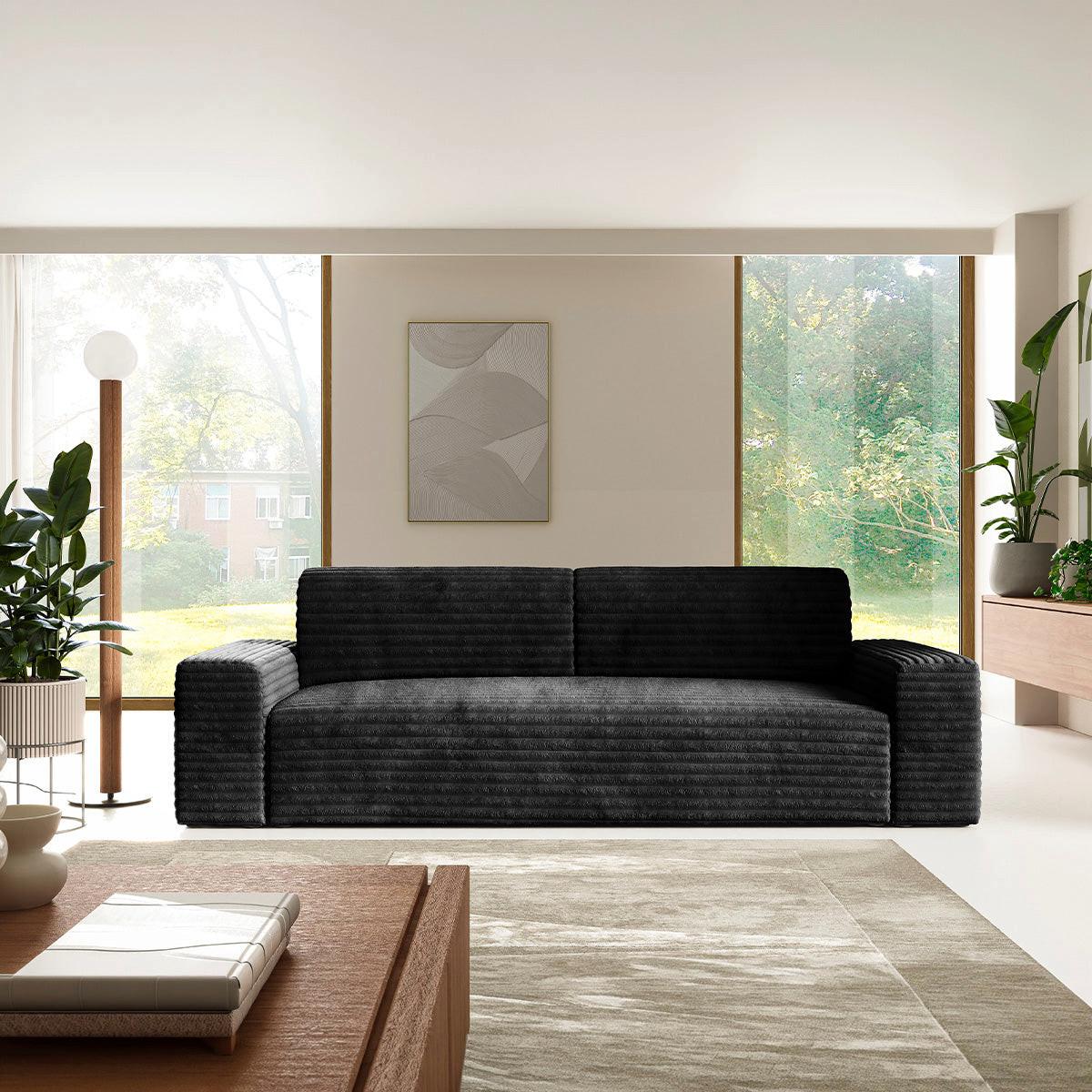 SOFA Fabio 3 Sitzplätze Schwarz - Schwarz, Holz (260/82/102cm) - Petits-meubles