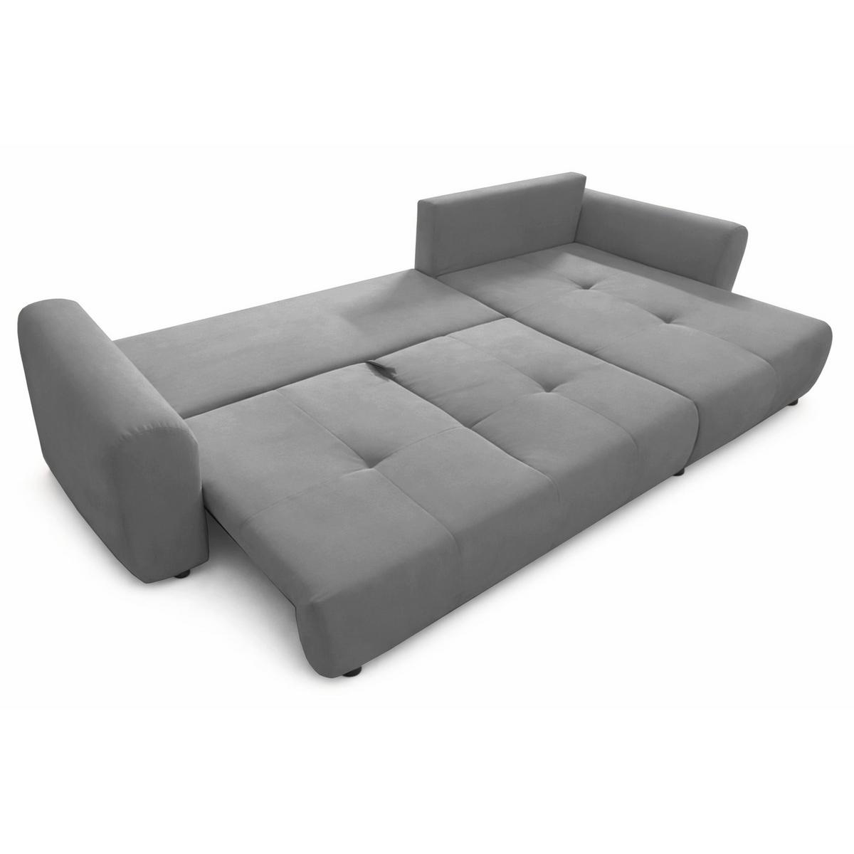 ECKSCHLAFSOFA Olido GRAUER VELOURS - Schwarz/Grau, Kunststoff/Textil (279/150cm) - Selsey