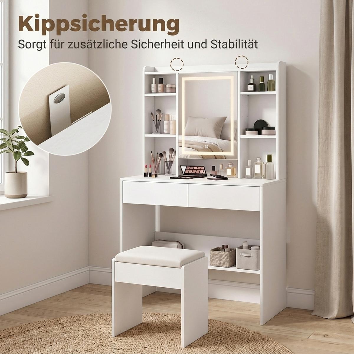 SCHMINKTISCH MDF Weiß - Weiß, Holzwerkstoff (40/144.7/90cm) - HOMCOM