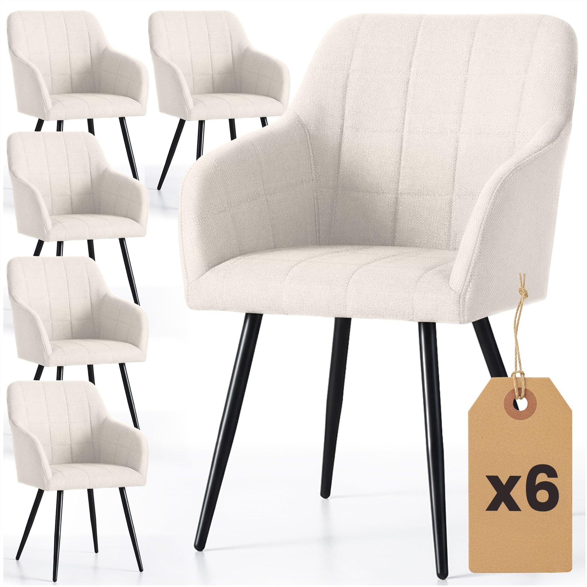 POLSTERSTUHL 6er Set, Metallbeine Creme, Schwarz, X 54/82/58 - Creme/Schwarz, Textil (54/82/51cm) - RAUMHIRSCH FURNITURE