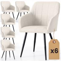 POLSTERSTUHL 6er Set, Metallbeine Creme, Schwarz, X 54/82/58 - Creme/Schwarz, Textil (54/82/51cm) - RAUMHIRSCH FURNITURE