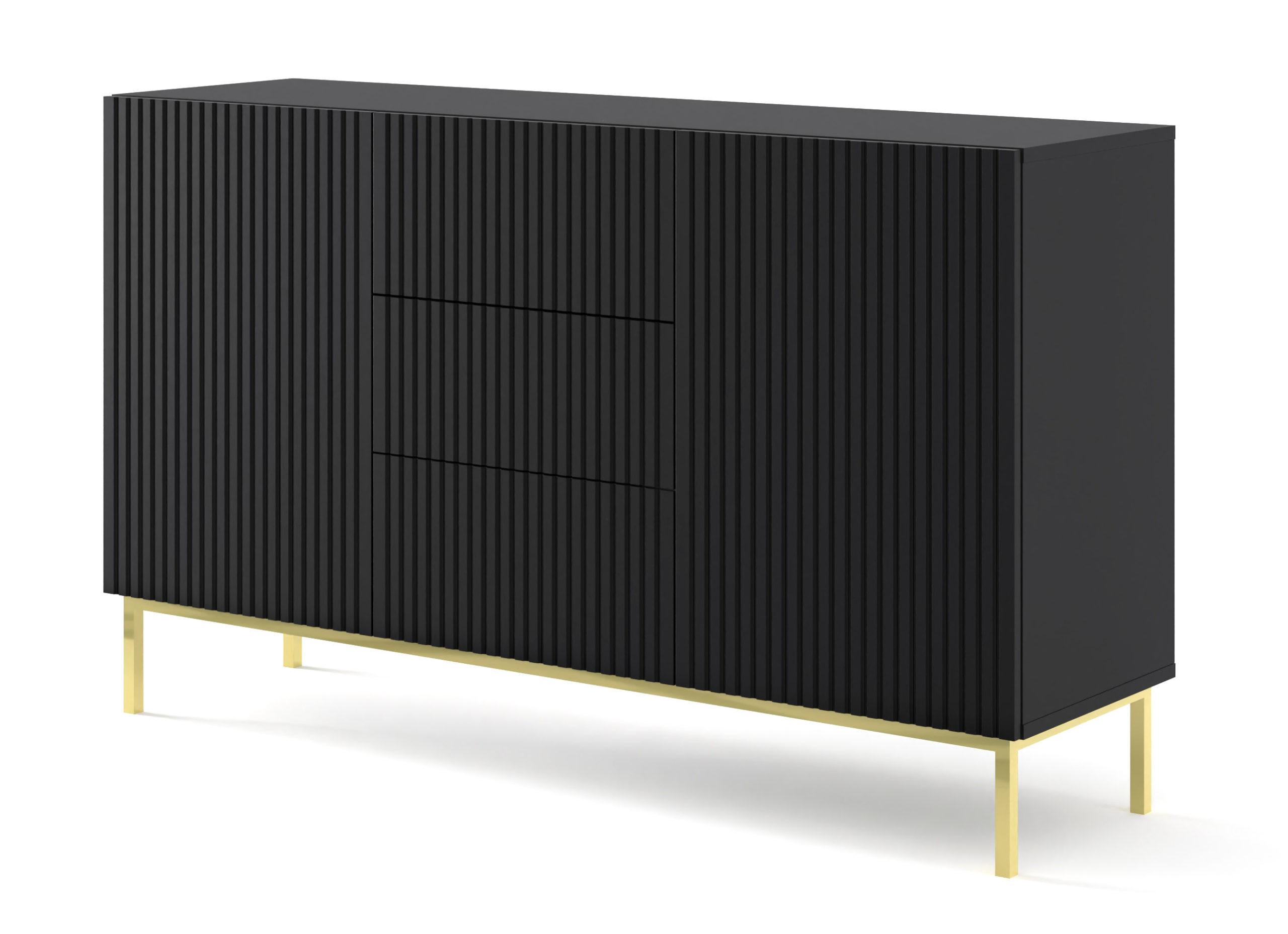 KOMMODE Schwarz, Schwarz, Gold 150/87/42 - Schwarz, Holzwerkstoff (150/87/42cm) - RAUMHIRSCH FURNITURE