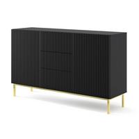 KOMMODE Schwarz, Schwarz, Gold 150/87/42 - Schwarz, Holzwerkstoff (150/87/42cm) - RAUMHIRSCH FURNITURE