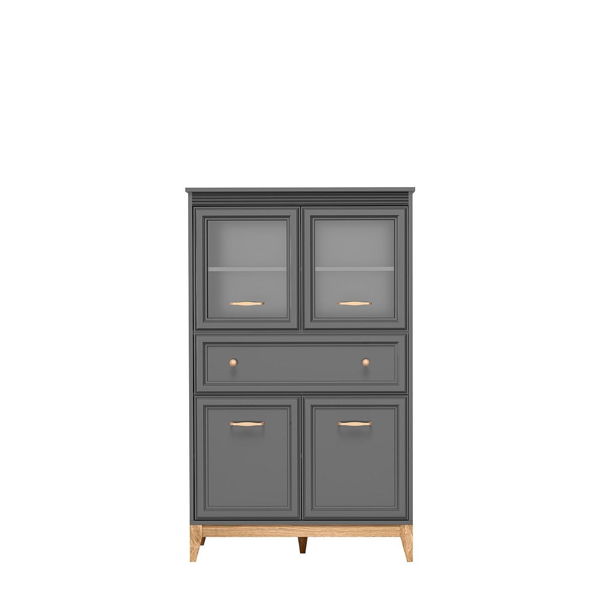 VITRINE SUOLO 150,5 / 92 cm in Grau - Grau, Holzwerkstoff (92/150.5/40.5cm) - MASSENO