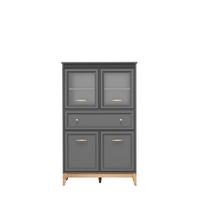 VITRINE SUOLO 150,5 / 92 cm in Grau - Grau, Holzwerkstoff (92/150.5/40.5cm) - MASSENO