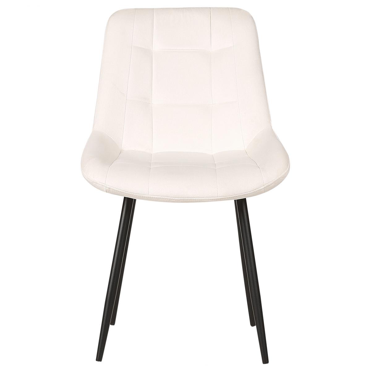 ESSZIMMERSTUHL 2er-Set Samtstoff cremeweiß Melrose - Schwarz/Weiß, Textil (55/85/61cm) - Beliani