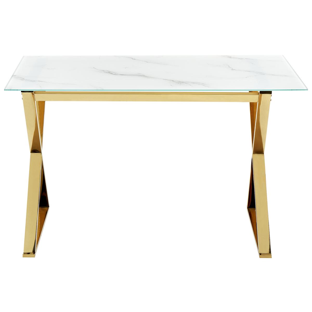 ESSTISCH 120/70/75 cm Marmor Rechteckig Attica - Weiß, Glas (120/70/75cm) - Beliani