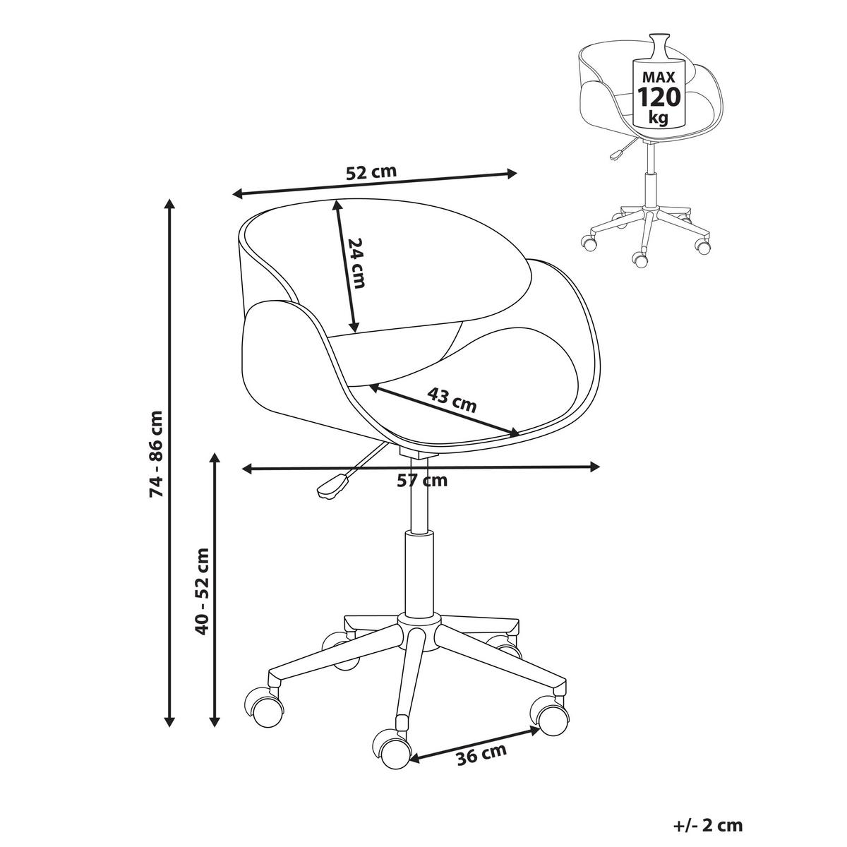 BÜROSTUHL Weiß Palatka - Weiß, Kunststoff (57/74/36cm) - Beliani