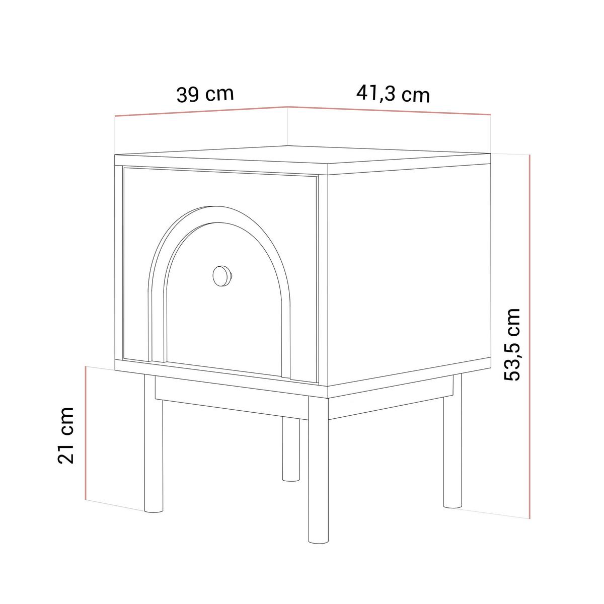 NACHTTISCH LIBERTY auf Holzbeinen schwarz - Schwarz, Holzwerkstoff (41.3/53.5/39cm) - Lookway