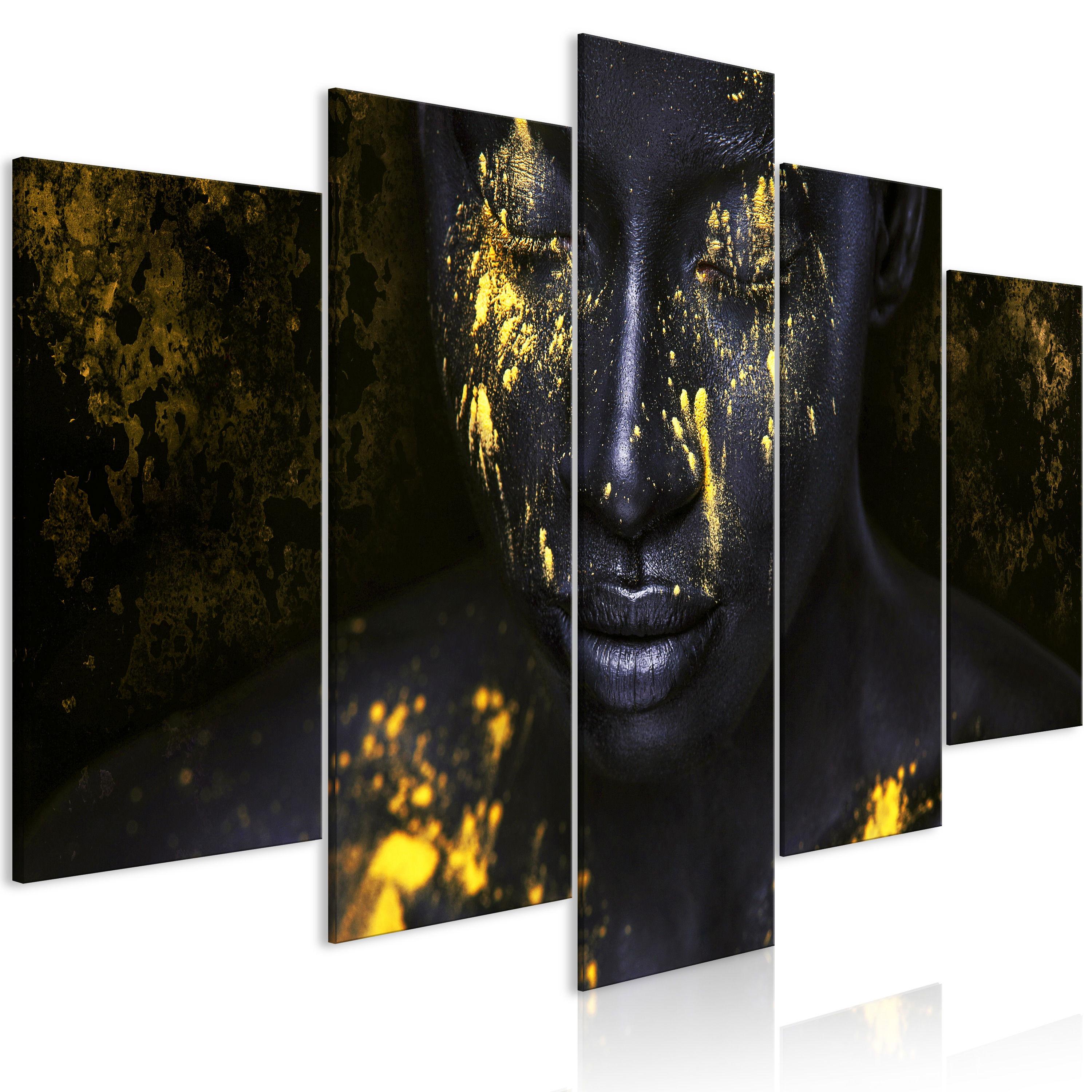 KUNSTDRUCK Schwarz 100/50 cm - Goldfarben/Schwarz, Textil (100/50cm) - KUNSTLOFT