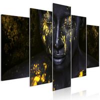 KUNSTDRUCK Schwarz 200/100 cm - Goldfarben/Schwarz, Textil (200/100cm) - KUNSTLOFT