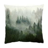 KISSENBEZUG Tiefgrüner Tannenwald im Nebel 40/40 cm - Grün, Textil (40/40cm) - Bilderwelten