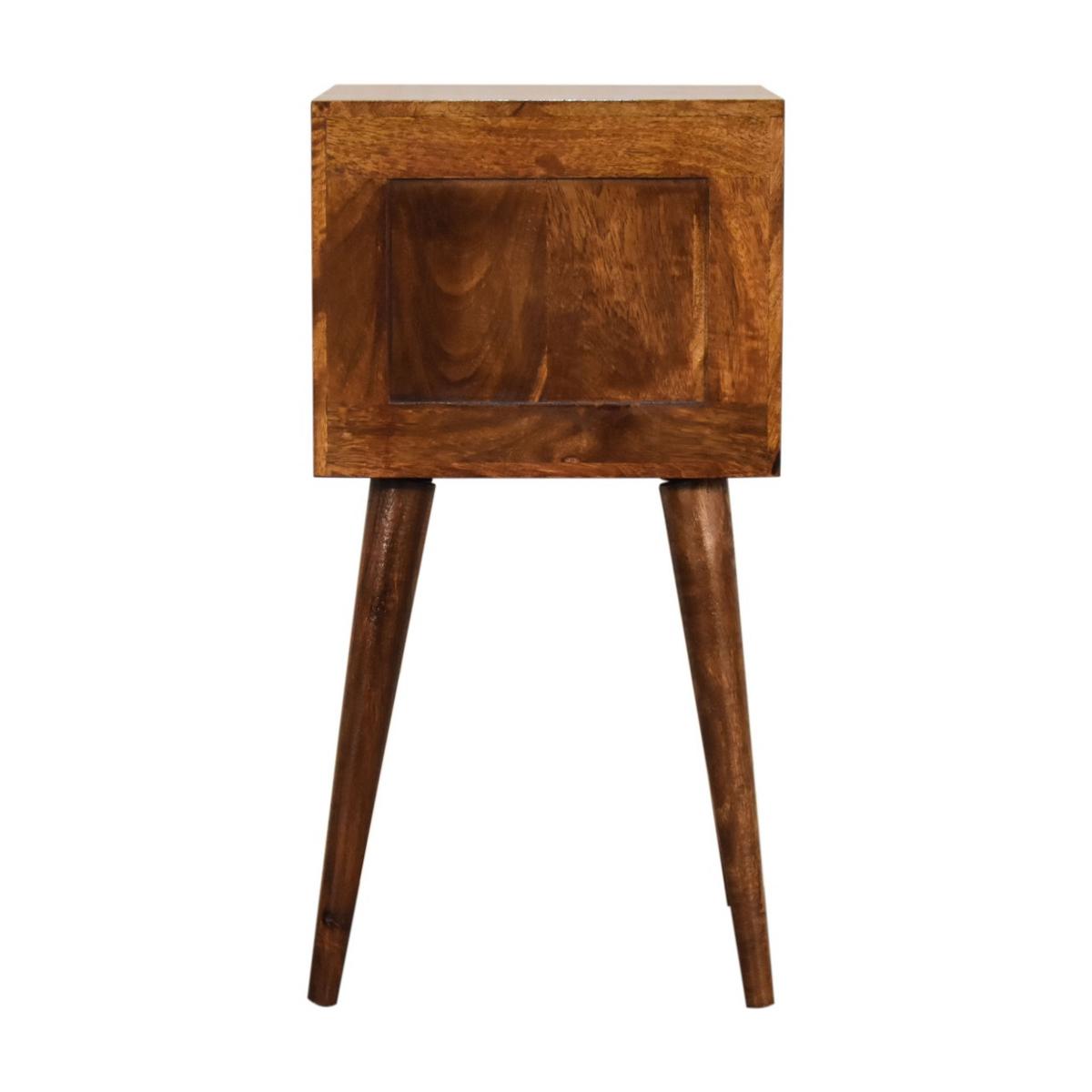 NACHTTISCH MINI KASTANIENHOLZ MIT 2 SCHUBLADEN, NORDISCHE BEINE, BEIGE - Beige/Messingfarben, Holz/Metall (30/57/30cm) - Artisan Furniture