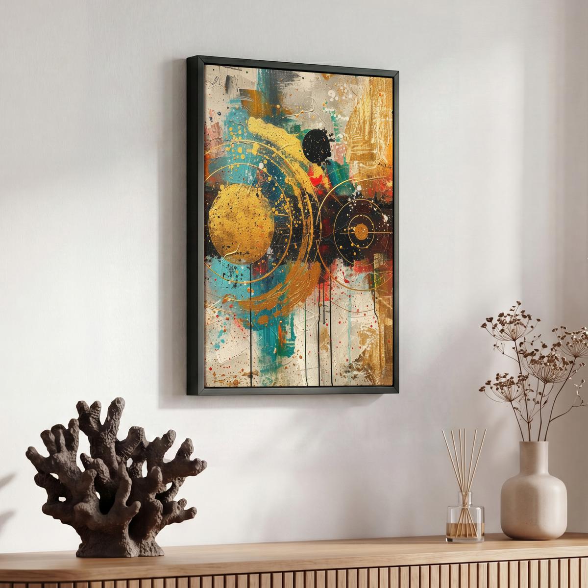 LEINWAND Bilder mit Rahmen - Abstrakt - Kunst - Gold - Modern - 30x40 - Multicolor, Textil (30/40cm) - MuchoWow