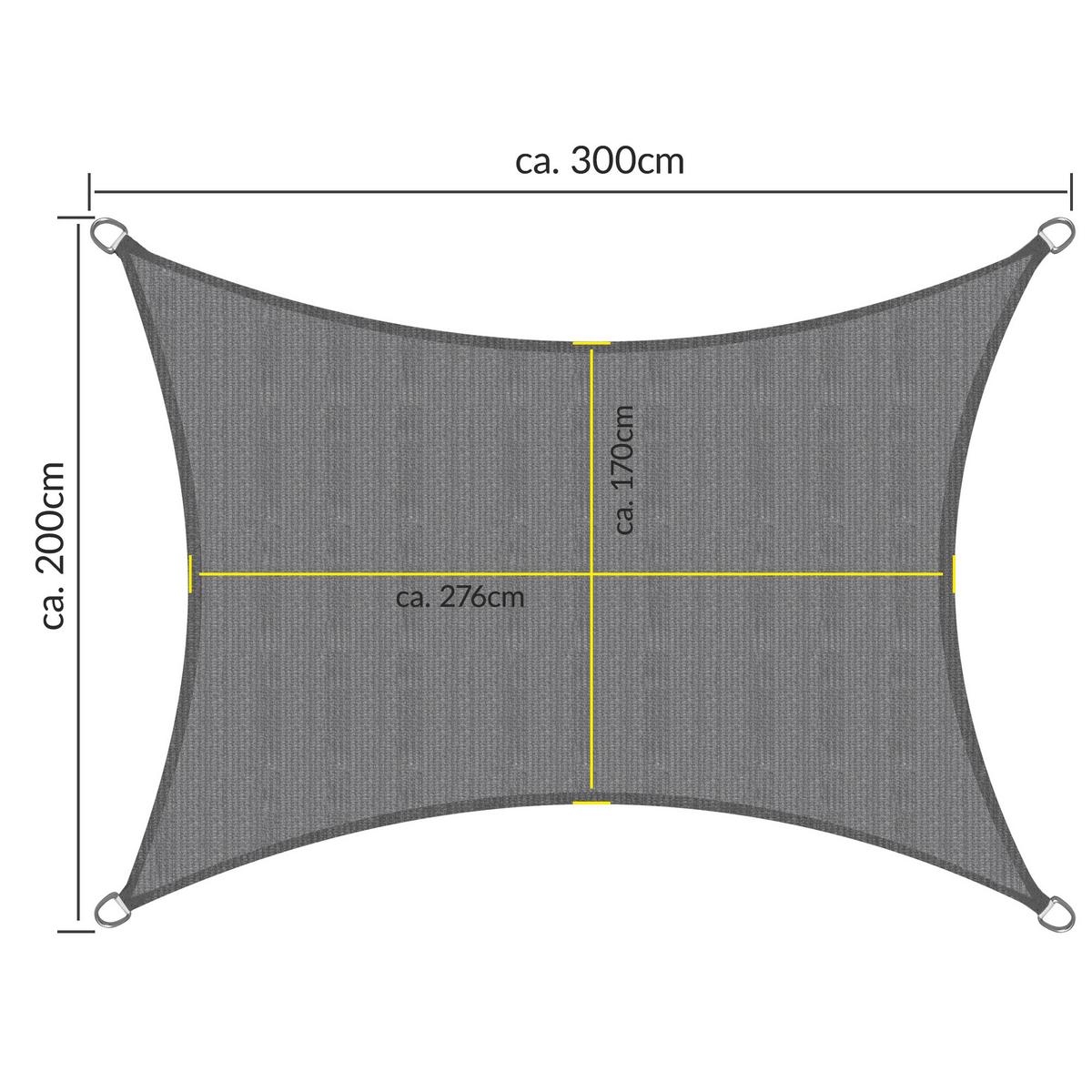SONNENSEGEL SolVision HS9 200/300 cm rechteckig Anthrazit HDPE - Anthrazit, Kunststoff (300/200cm) - Sol Royal