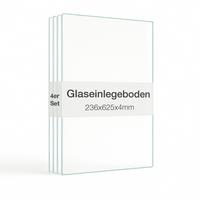 GLASBODEN 4er Set 23,6/62,5/0,4 cm für Standvitrinen 2-türig Erweiterungsset - Transparent, Glas (62.5/0.4/23.6cm) - K-Möbel