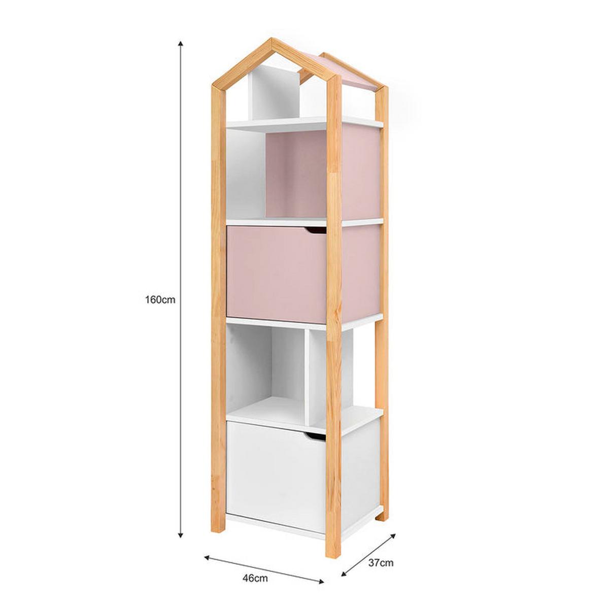 BÜCHERREGAL Rosa und weiß - Weiß, Holzwerkstoff (46/160/37cm) - Petits-meubles