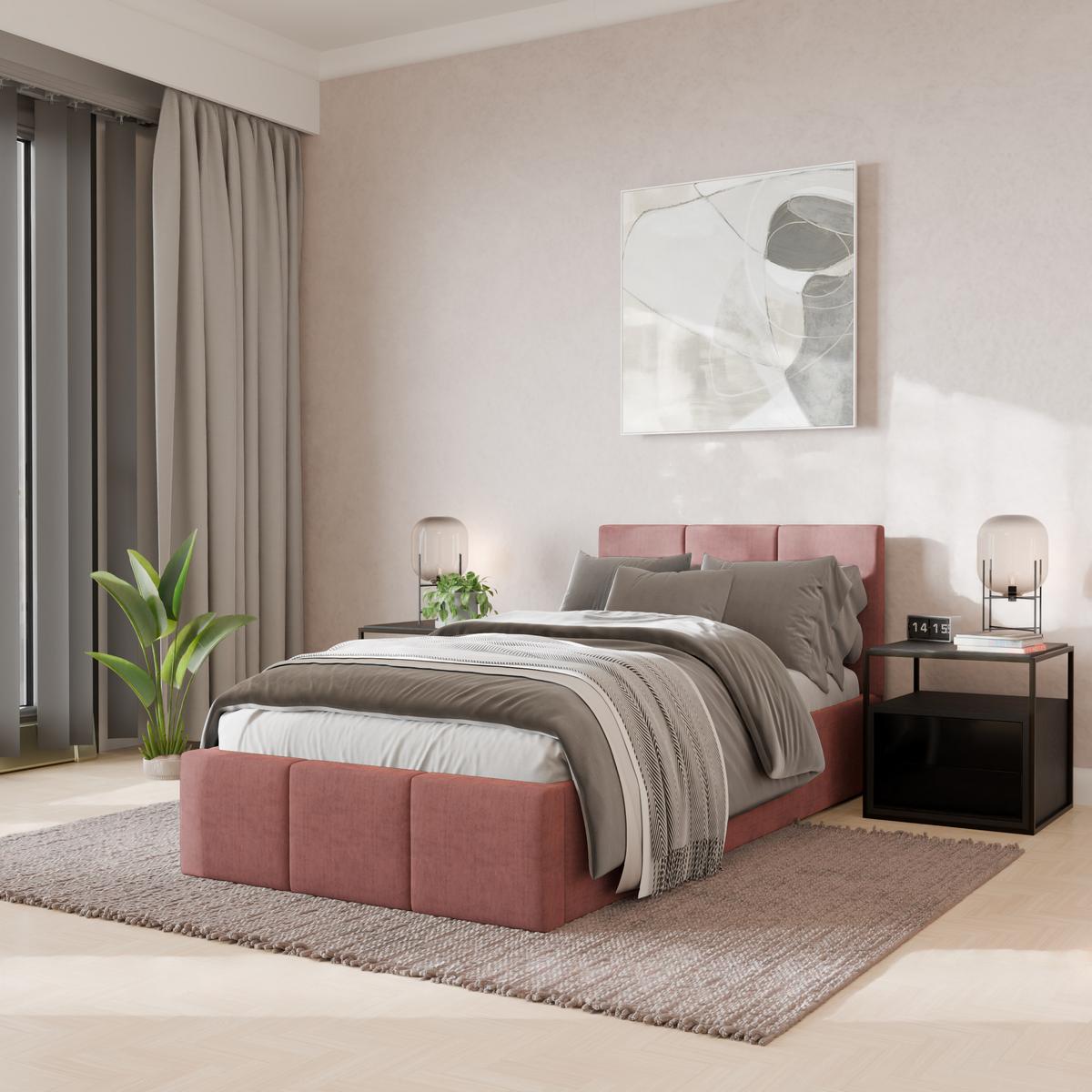 POLSTERBETT für Schlafzimmer Bett mit Stauraum Rosa 90x200 - Rosa, Holzwerkstoff/Metall (90/200cm) - Muralo