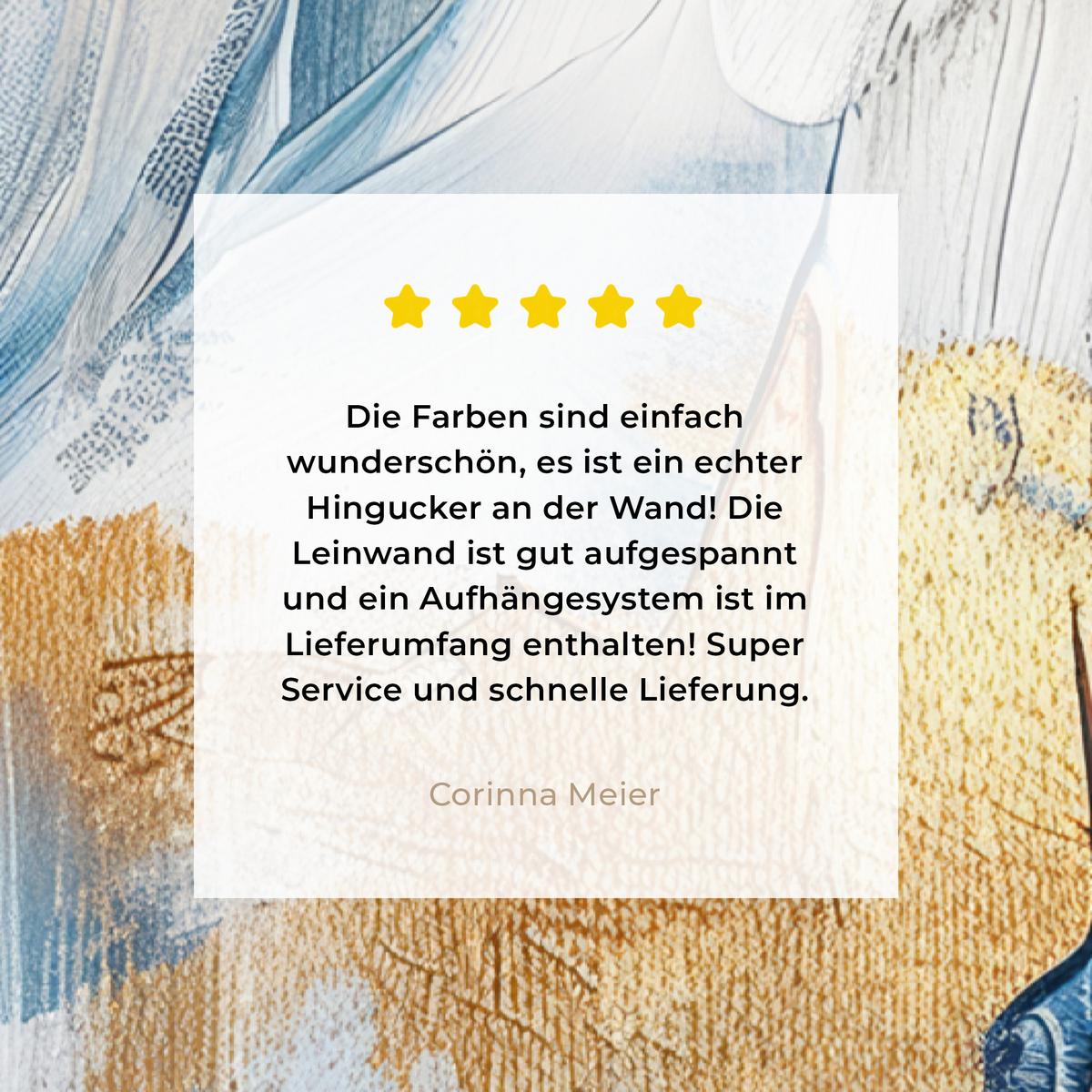 LEINWANDBILD Gold - Blau - Aquarell - Kunst - Modern Wanddeko Schlafzimmer 60x90 cm - Hellblau, Textil (60/90cm) - MuchoWow