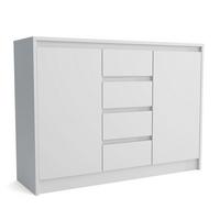 KOMMODE ASTORRE 113/82/35 cm mit 4 Schubladen 2 Türen Weiß - Weiß, Holzwerkstoff (113/82/35cm) - MASSENO