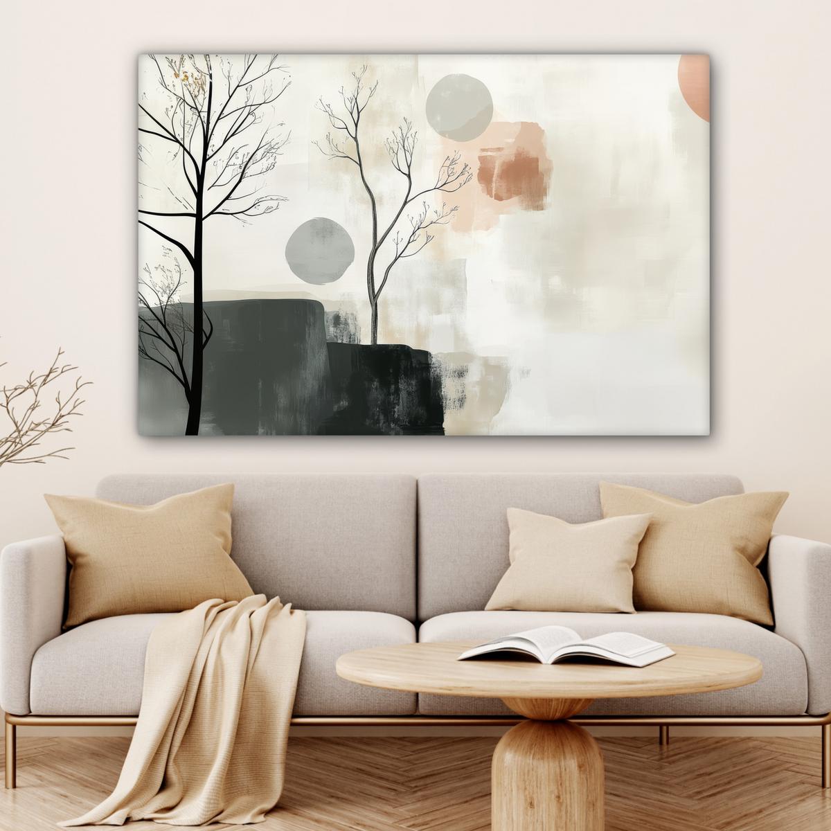 LEINWANDBILD Wabi sabi - Beige - Pflanze Wohnzimmer Groß 120x80 cm - Sandfarben, Textil (120/80cm) - MuchoWow