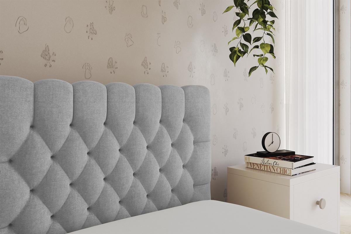 EINZELLBETT Jugendbett mit Bettkasten und Matratze H3/H4, Links - MULY 100x200 Grau - Hellgrau, Holzwerkstoff/Textil (100/200cm) - ALTDECOR