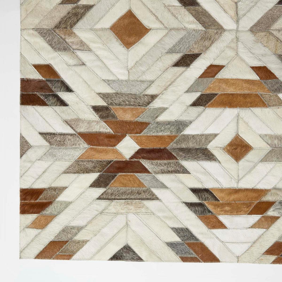 PATCHWORK-TEPPICH Leder, Ethno-Muster 90/150 cm - Multicolor, Leder (90/150cm) - Homescapes
