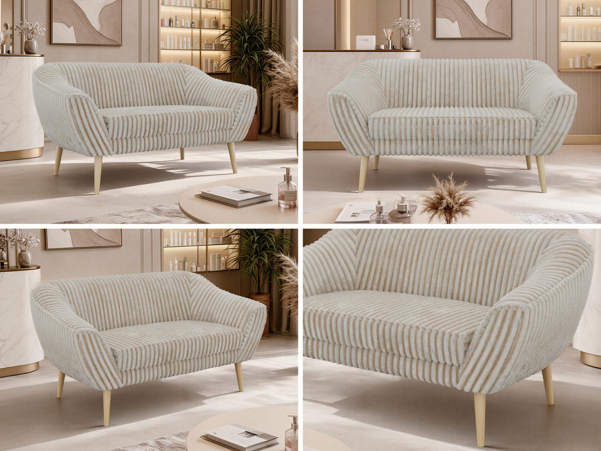 2-SITZER-SOFA PIRS - Beige Cord - Holzbeine - Beige/Buchefarben, Holzwerkstoff/Textil (140/75/74cm) - MKS