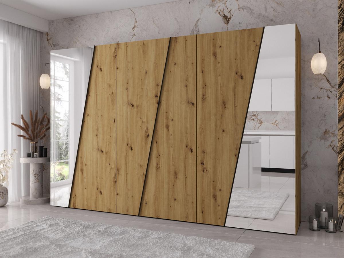 DREHTÜRENSCHRANK Zen 2L 300 cm - Schwarz/Eiche Artisan, Holzwerkstoff/Kunststoff (300/202/50cm) - MIRJAN24