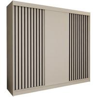 SCHWEBETÜRENSCHRANK Cabinio Weiß Schwarz 240/216/61 cm – Modern, mit Lamellen - Schwarz/Weiß, Holzwerkstoff/Kunststoff (240/216.1/61cm) - AX Living