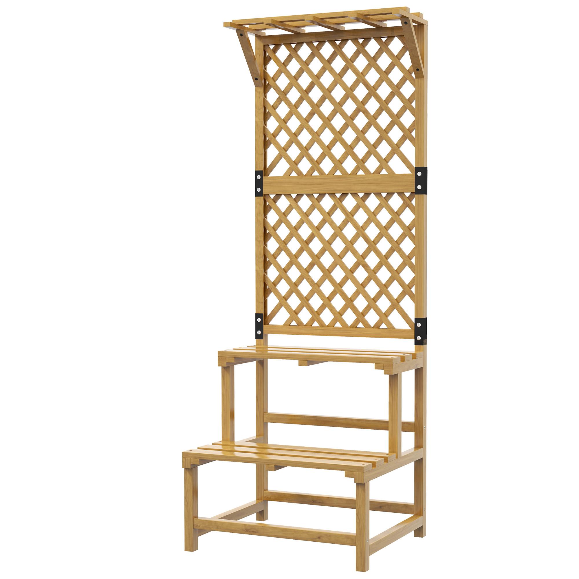 PFLANZENSTÄNDER Blumentreppe mit 2 Ebenen, Rankhilfe für Garten 60 x 50 x 166 cm - Gelb, Holz (50/166/60cm) - Outsunny
