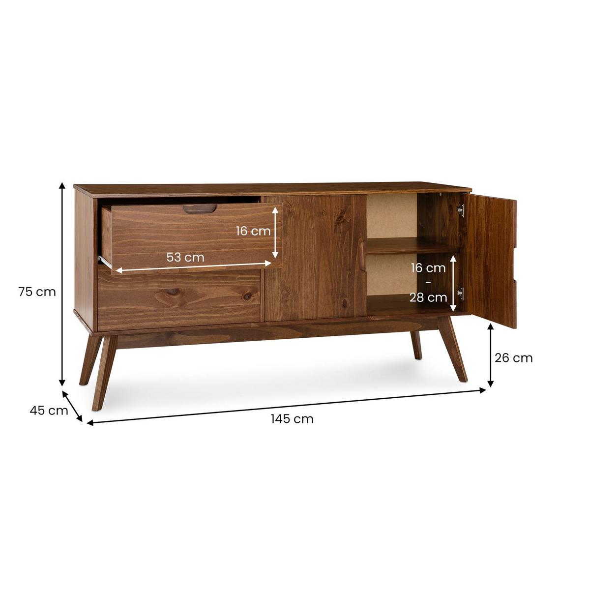 SIDEBOARD TIVOLI Kastanie - Kastanienfarben, Holz (145/75/45cm) - IDIMEX