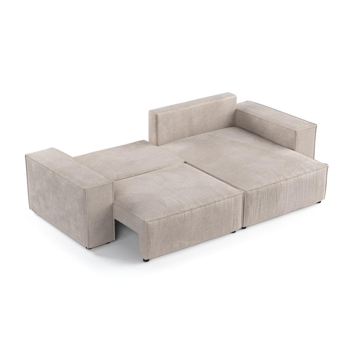 ECKSOFA CAVO mit Schlaffunktion Beige im Wind Stoff - Beige/Schwarz, Holz/Holzwerkstoff (255/148cm) - AltaBeds