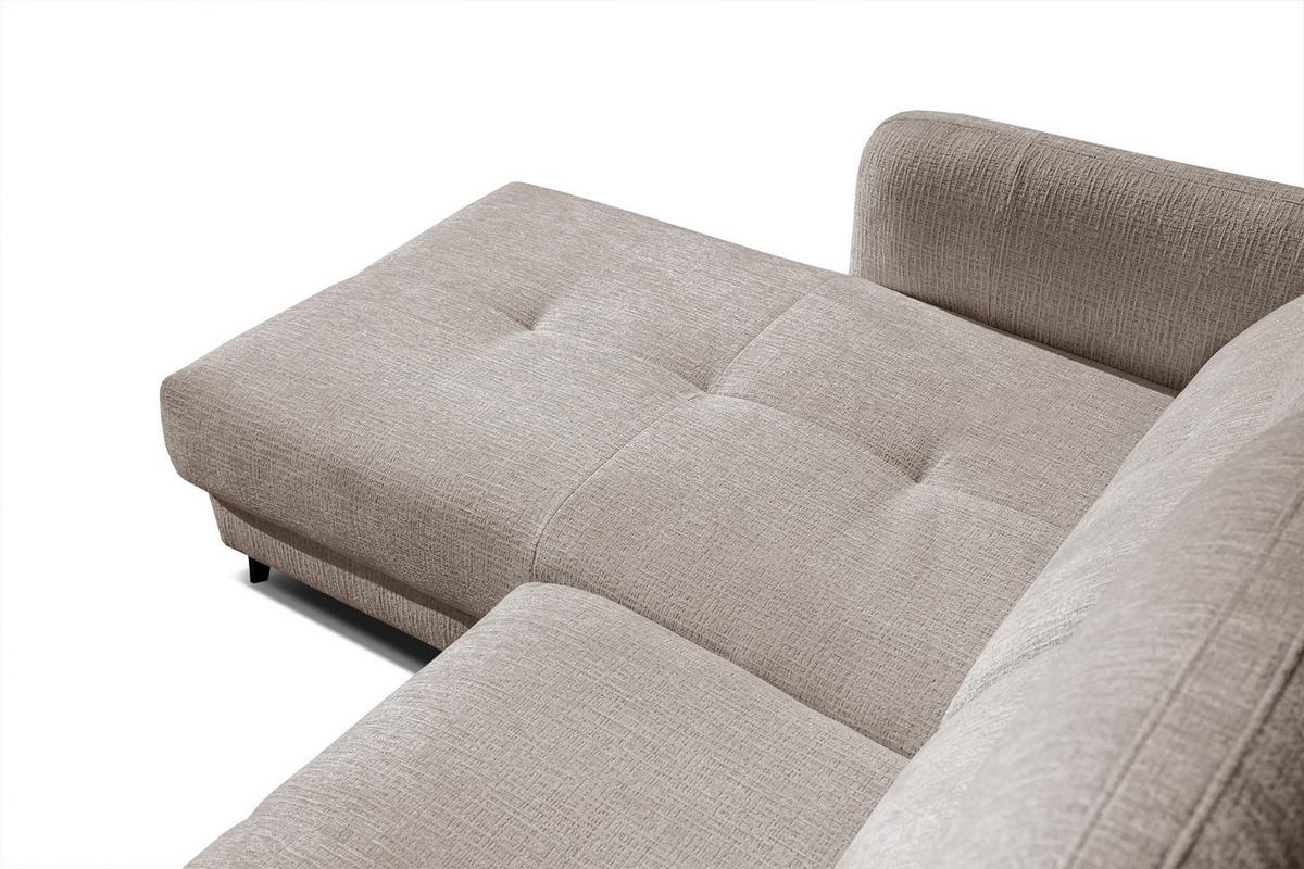 ECKSOFA SVEN 3-Sitzer, 1 Relax XL, verstellbare Kopfstützen, beige - Beige/Schwarz, Holzwerkstoff/Textil (256/163cm) - Wozimo