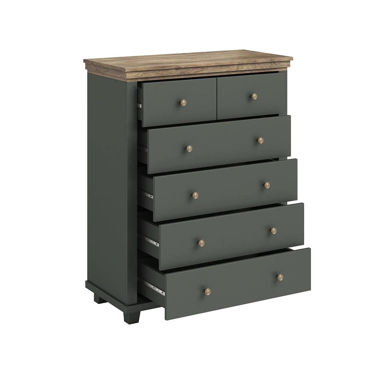 KOMMODE Martin Grün und Holz - Grün, Holzwerkstoff (90/112.5/42cm) - Petits-meubles