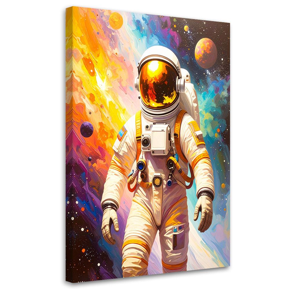 LEINWANDBILD Astronaut Weltraum Planeten 60x90cm - Multicolor, Textil (60/90cm) - Feeby