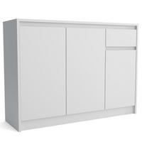 KOMMODE ASTORRE 113/82/33 cm mit 1 Schubladen 3 Türen Weiß - Weiß, Holzwerkstoff (113/82/33cm) - MASSENO