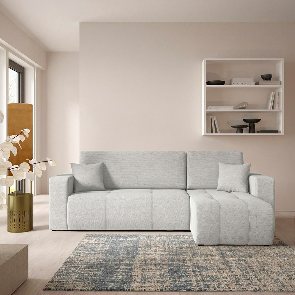 ECKSOFA Vasco 3 Sitzplätze Hellgrau - Grau, Holz (247/145cm) - Petits-meubles