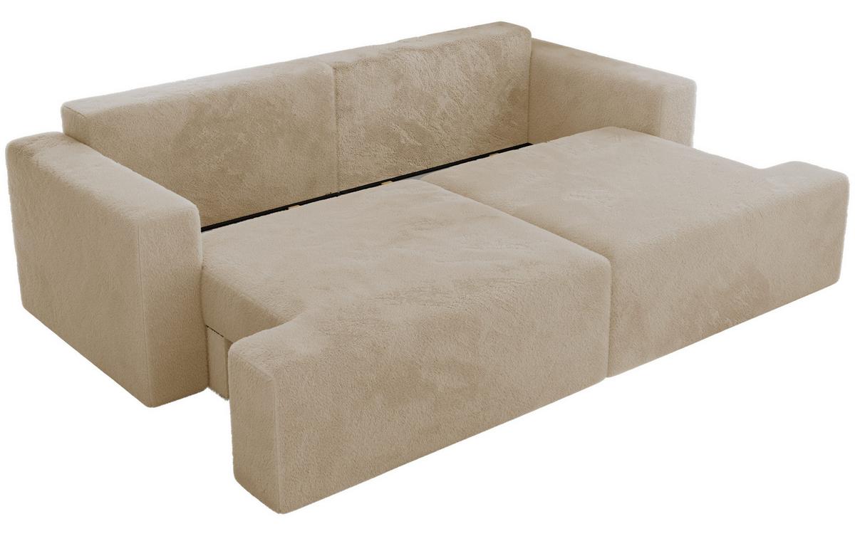 4-SITZER SOFA VIRELLA Creme Plüsch - Creme/Schwarz, Kunststoff/Textil (240/88/115cm) - MKS