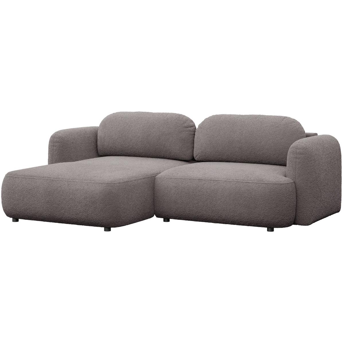ECKSOFA Tvoya Graubraun Bouclé - Graubraun/Schwarz, Kunststoff/Textil (267/175cm) - Selsey