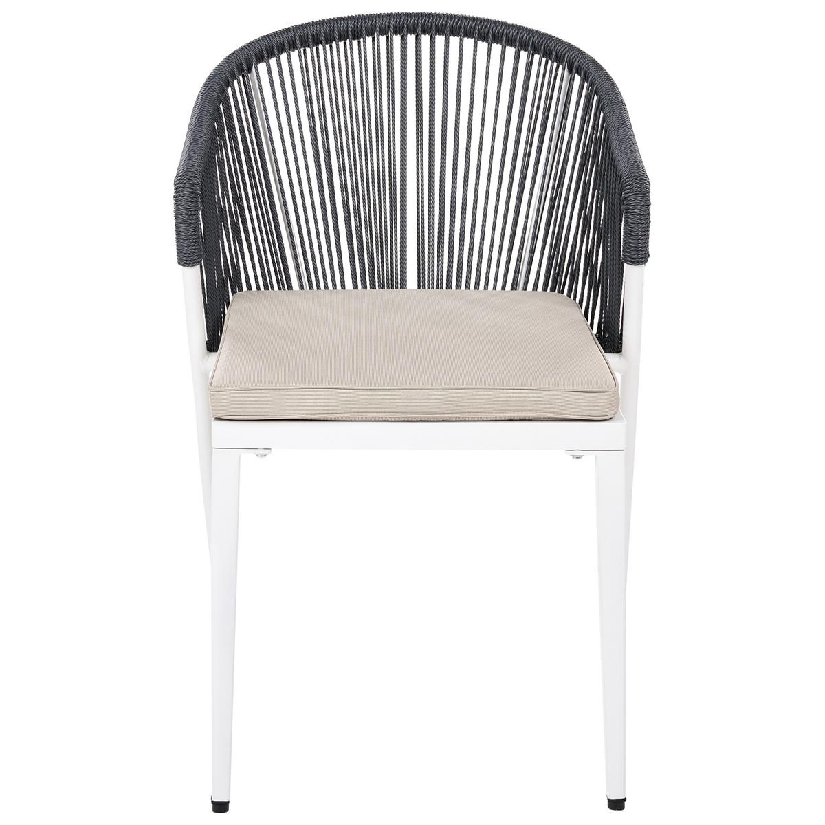STUHL 2er-Set und Sitzkissen Metall Grau Paranea - Dunkelgrau/Beige, Metall (46/80/47cm) - Beliani