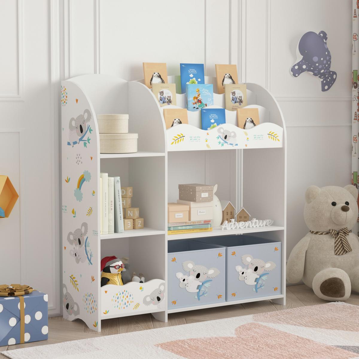 KINDERREGAL Lysekil - Blau/Weiß, Holzwerkstoff (93/100/30cm) - [en.casa]