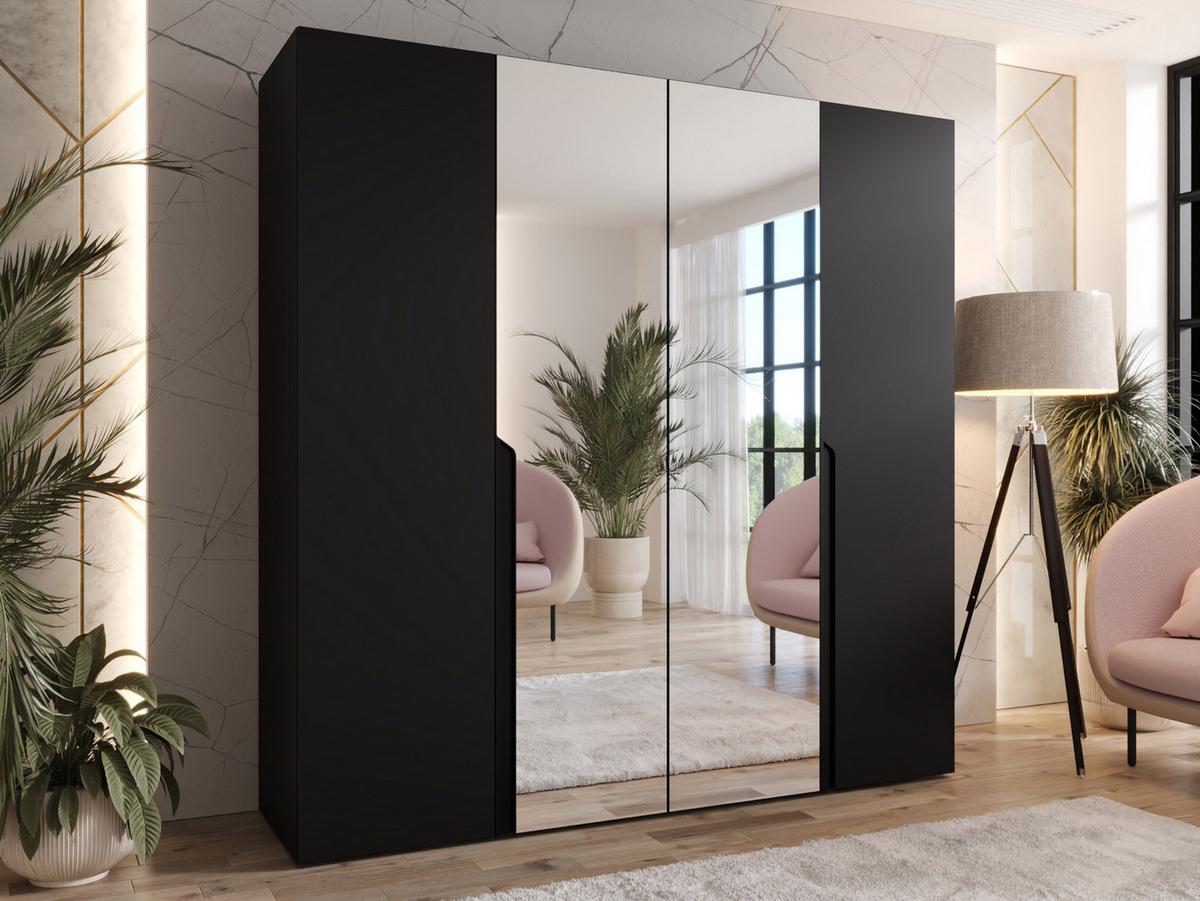 DREHTÜRENSCHRANK Mila II 200 - Schwarz, Holzwerkstoff/Kunststoff (200/202/52cm) - MIRJAN24