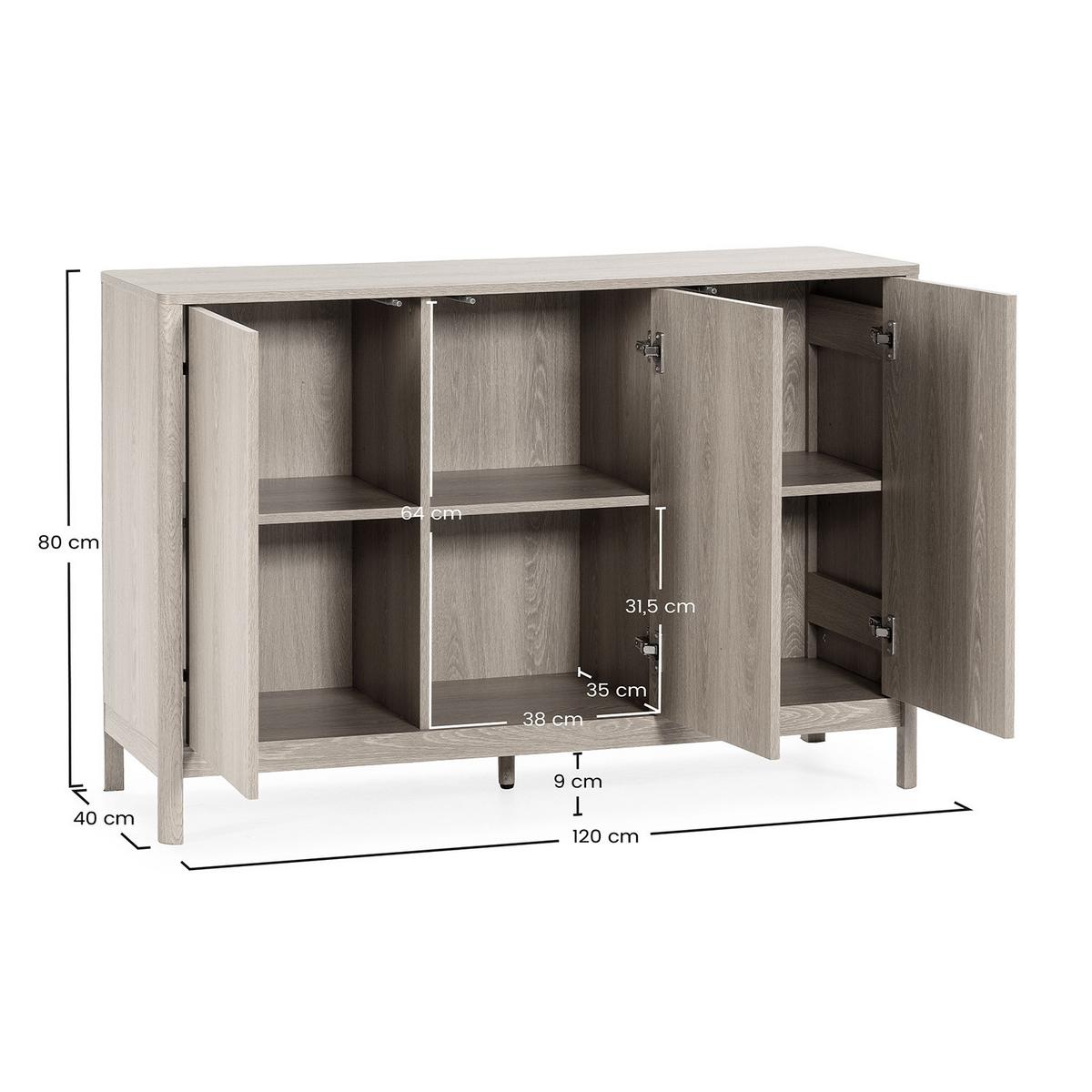 SIDEBOARD Nassau 3 türen Eichenfarbe - Honigeiche, Holzwerkstoff (120/80/40cm)
