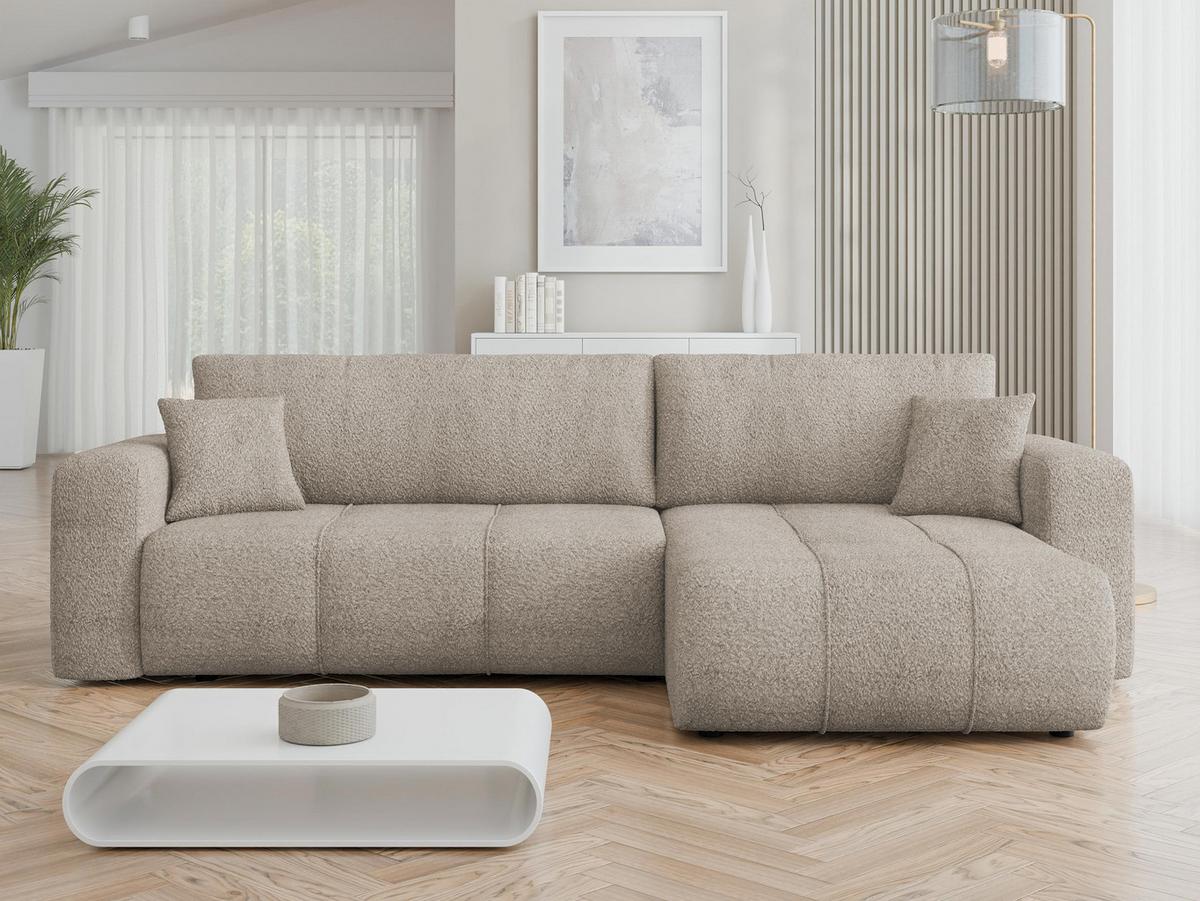 ECKSOFA Furyn Maxi Boucle - Schwarz/Braun, Holzwerkstoff/Kunststoff (274/145cm) - MIRJAN24