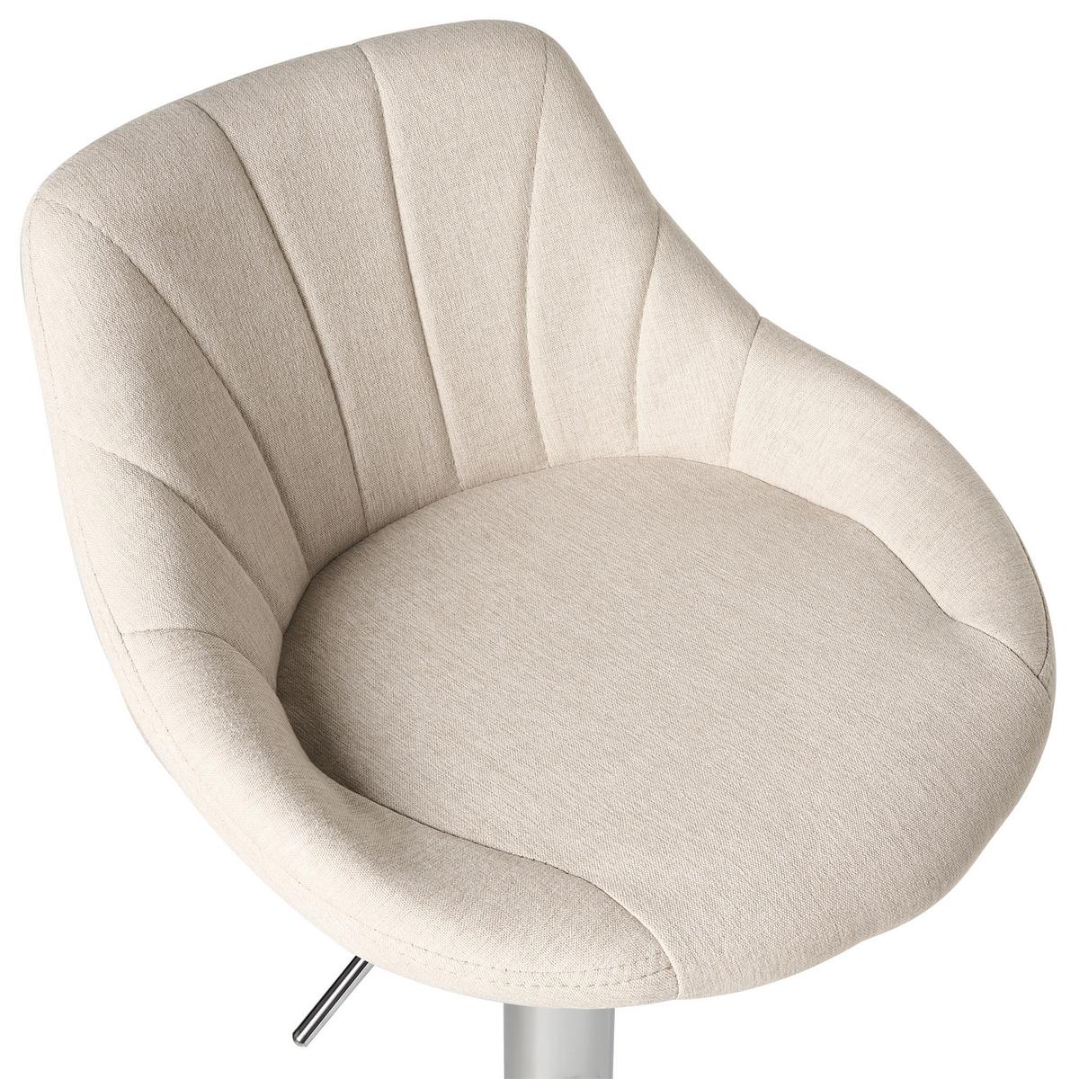 BARHOCKER 2er-Set Stoff drehbar Hellbeige Lucca - Beige/Silberfarben, Textil (47/83/52cm) - Beliani