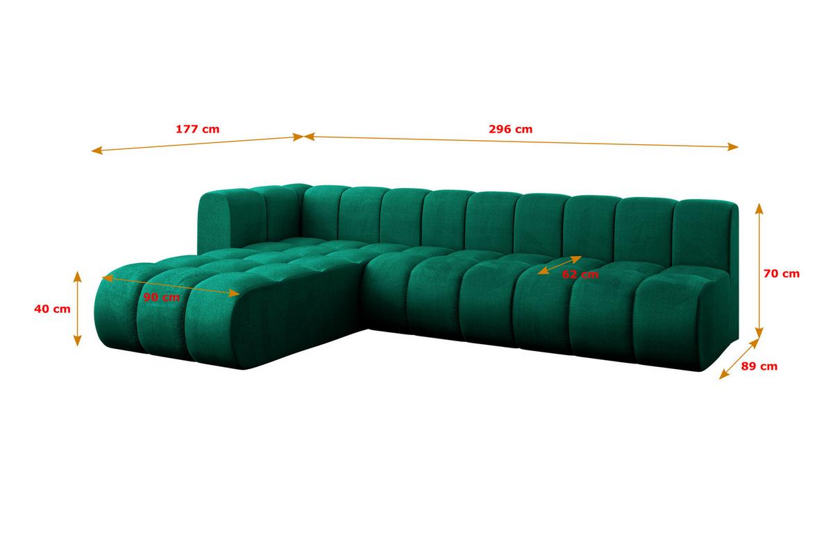 ECKSOFA modulares Sofa Darnel-L2 - 296x177x70 cm Grün - Dunkelgrün, Holzwerkstoff/Textil (296/177cm) - ALTDECOR
