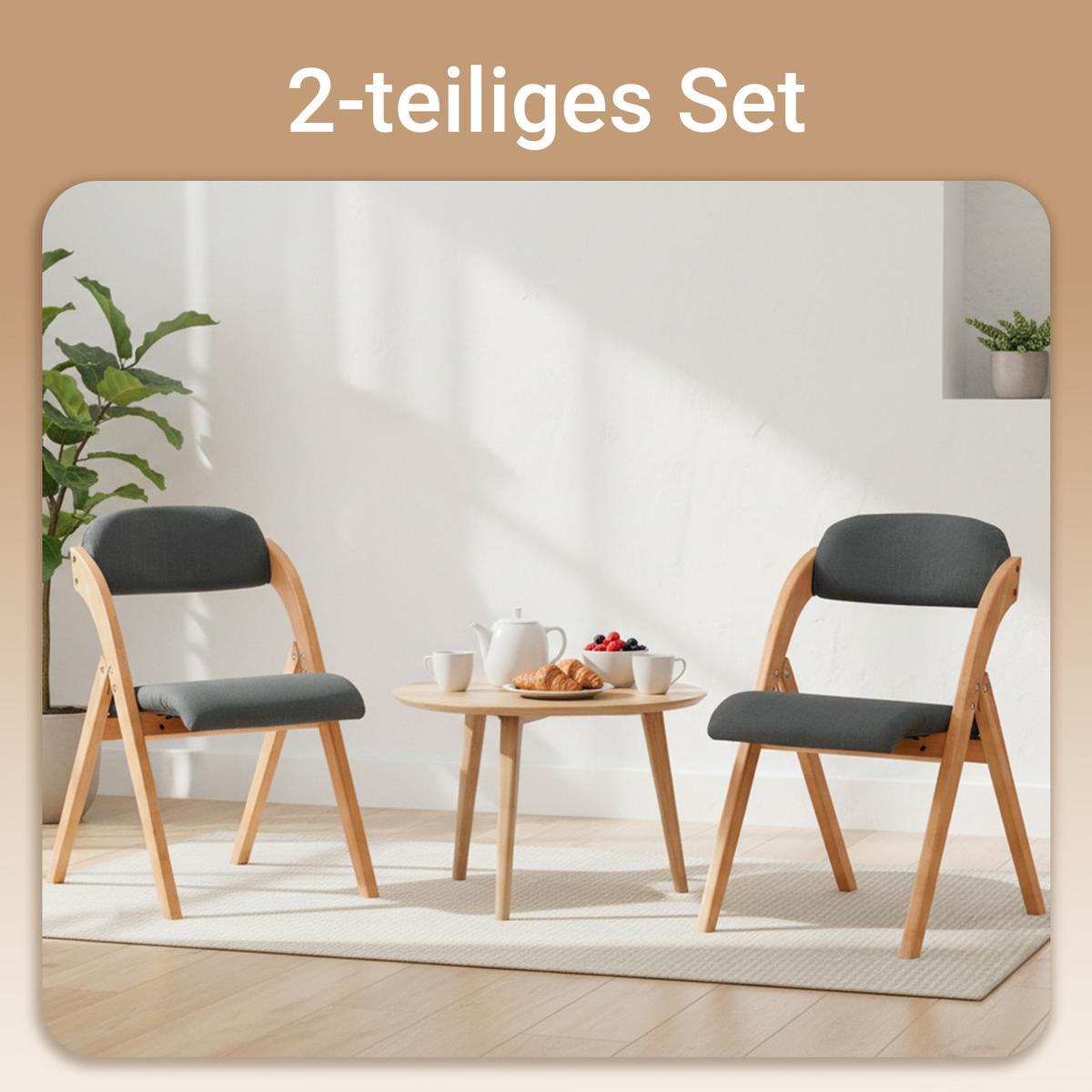 KLAPPSTÜHLEN 2 er set, Dunkelgrau - Dunkelgrau, Holz (47.5/77/59cm) - SoBuy