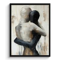 POSTER MIT RAHMEN Abstrakt - Liebe - Schwarz und weiß - Modern Posterleiste 60x80 cm - Schwarz, Papier (60/80cm) - MuchoWow
